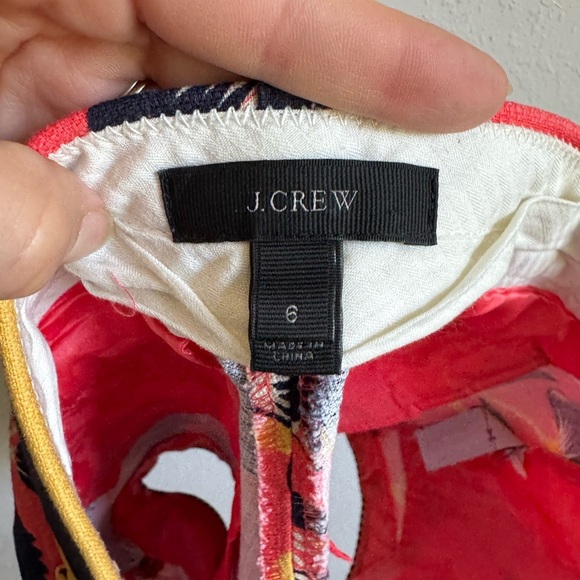 J Crew Coral Navy Floral Cotton Blend Shorts Womens 6 Summer Beach Coastal - Picture 5 of 6